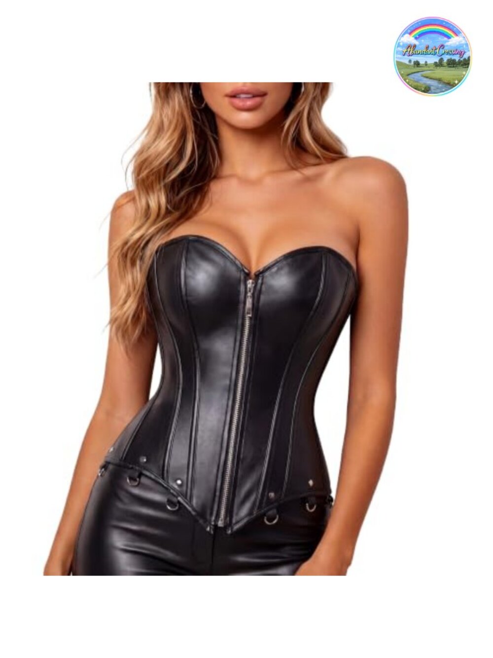 Faux Leather Corset Top Steampunk Gothic Bustier for Cosplay Halloween Costume